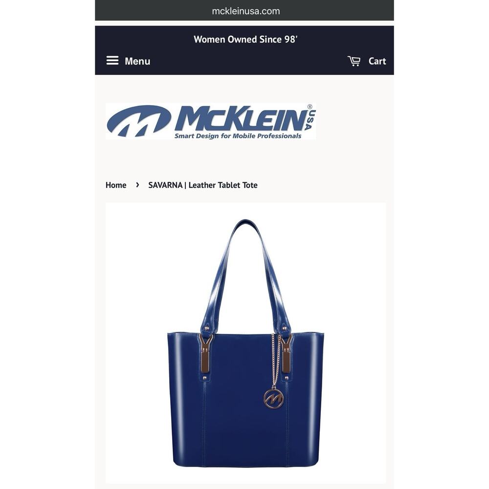 McKlein Savarna Leather Tote in Navy
